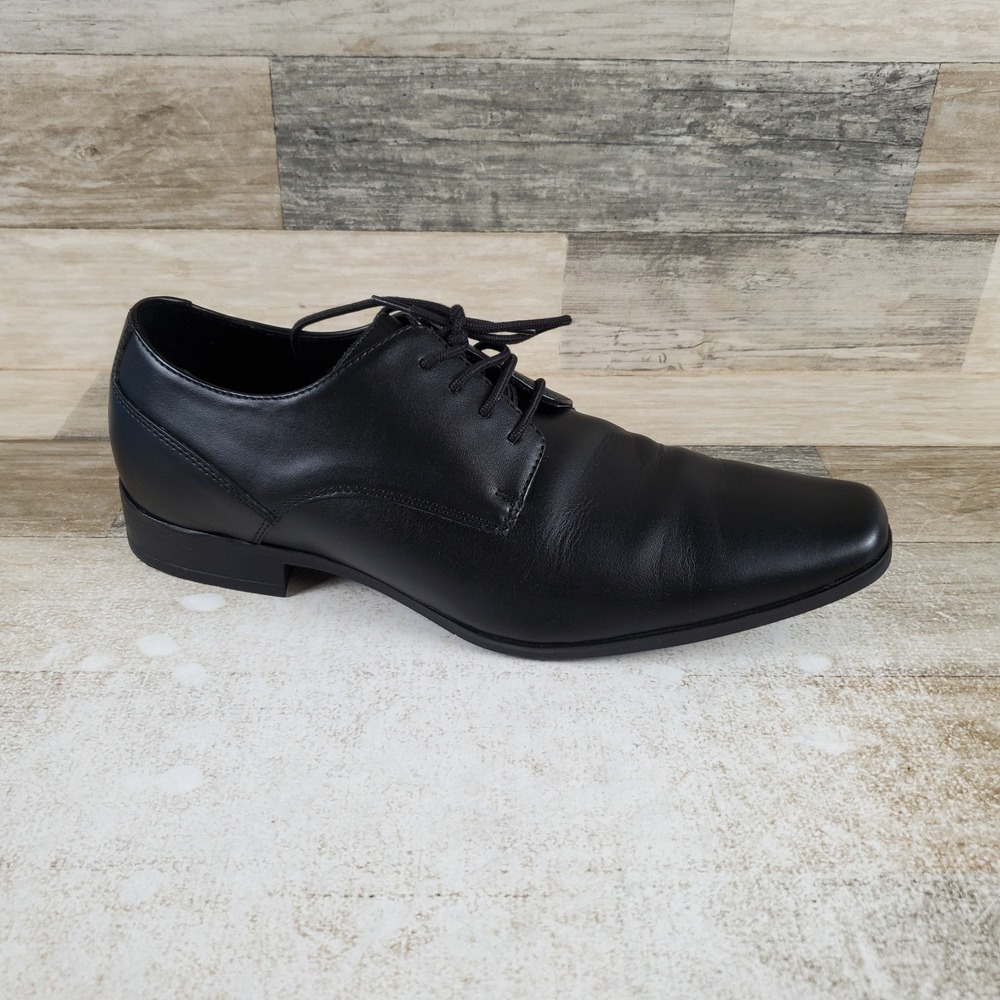 Calvin Klein Brodie Mens Oxford Shoe Sz 10.5 M Black Leather Lace-Up Round Toe